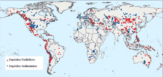 minérios de cobre pelo mundo