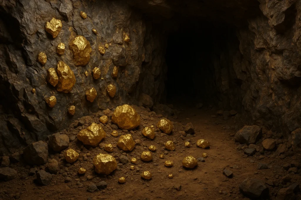 Imagem fictícia gerada por AI para representar uma Jazida de Ouro