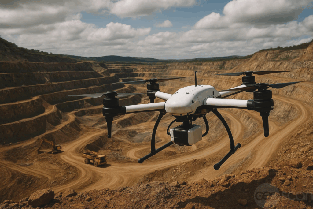Imagem gerada com IA para representar o uso de MagDrone na mineração / Geoscan