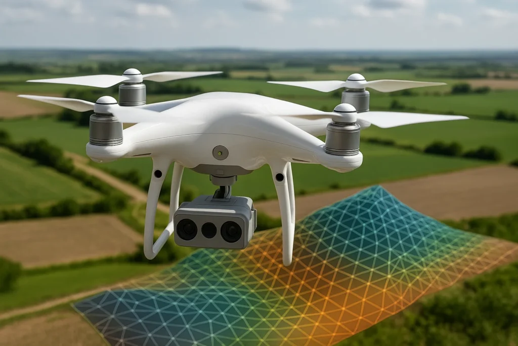 Imagem fictícia gerada por AI para representar drone para mapeamento 3D